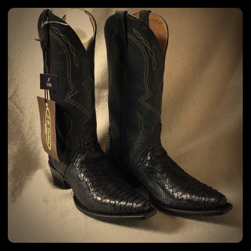 J. B. Dillon Black Python / Goat Cowboy Boots